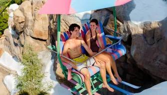 Guests riding the Chair Lift at Disney's Blizzard Beach
