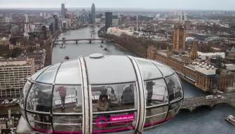 View of London skyline from a London Eye pod