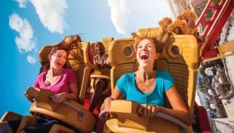 Girls riding Rip Ride Rockit  at Universal Studios Florida