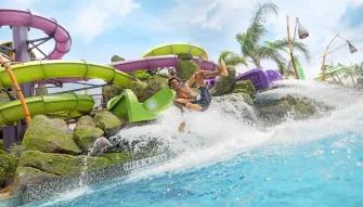 Man on water slide at Universal's Volcano Bay Water Theme Park