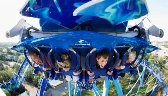 Guests riding Manta rollercoaster at SeaWorld Orlando