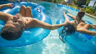 Couple chilling out on Loggerhead Lane at Aquatica Orlando