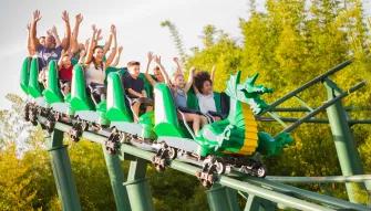 Guests enjoying The Dragon coaster at LEGOLAND Florida
