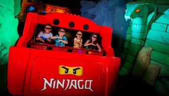 Kids on LEGO Ninjago Ride at LEGOLAND Florida