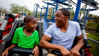 Father and Son on Project X coaster at LEGOLAND Florida