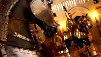 Armour display inside the Warwick Castle Great Hall