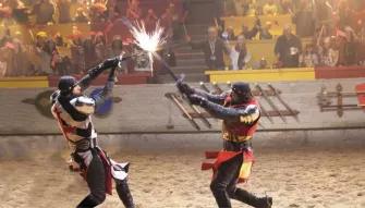 Medieval Times Orlando Dinner Show & Tournament Two Knights fighting with swords at Medieval Times Orlando Dinner Show & Tournament
