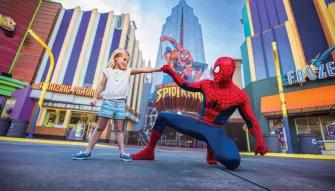 Girl meeting Spiderman at Universal's Islands of Adventure