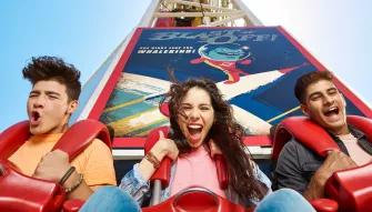 Guests riding Zombieland Blast Off at Motiongate Dubai