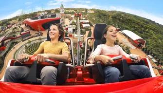 Guests riding Red Force at Ferrari Land in PortAventura World