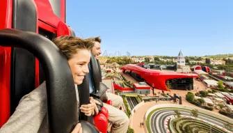Guest at the top of the Thrill Tower at Ferrari Land