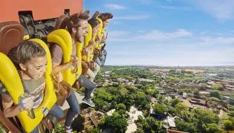 Guests riding Hurakan Condor at PortAventura theme park