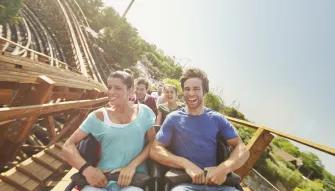Guests riding Stampida at PortAventura theme park