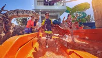 Kids playing on Lava Falls at Aquaventure Dubai