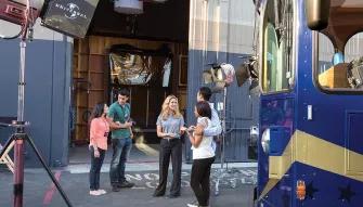 Guests exploring the Universal Backlot on an exclusive VIP Tour at Universal Studios Hollywood