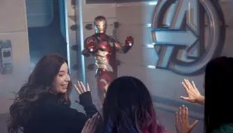 Guests with Iron Man at Disney California Adventure Park