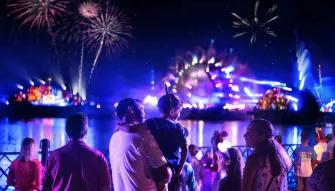 Guests watching Harmonious, EPCOT