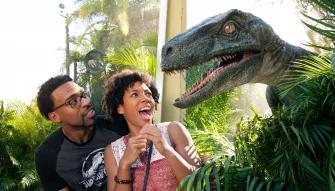 Guests with Dinosaur at Universal's Islands of Adventure