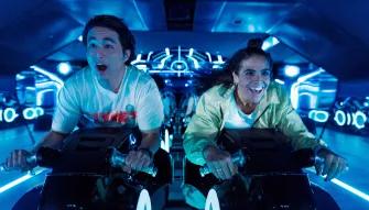 Guests on TRON Lightcycle / Run at Magic Kingdom Park