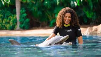 Woman with Dolphin at Discovery Cove in Orlando