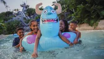 Guests in lazy river, Disney H2O Glow Nights at Disney’s Typhoon Lagoon