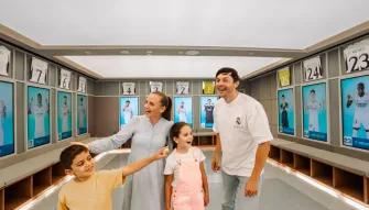 Happy family enjoying Real Madrid World Dubai