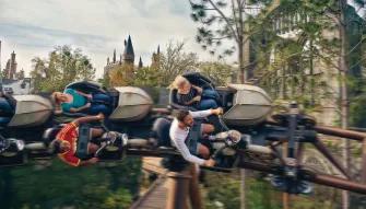 Guests on Hagrid's Magical Creatures Motorbike Adventure at Universal Island of Adventure