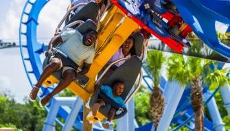 Guests on Phoenix Rising at Busch Gardens Tampa Bay