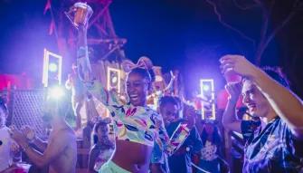 Guests dancing at Disney H2O Glow Night Party at Disney's Typhoon Lagoon