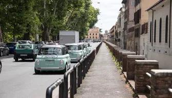 Topolino E-cars lined up on street