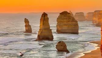 Stunning sunset over the ocean on the Great Ocean Road Sunset Tour