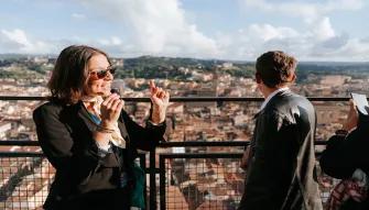 Tour guide explaining