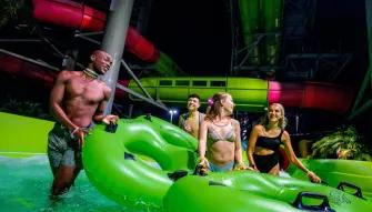 Guests at AquaGlow Pool Party at Aquatica Orlando
