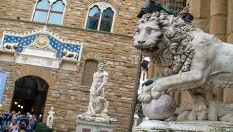 Statues outside a museum