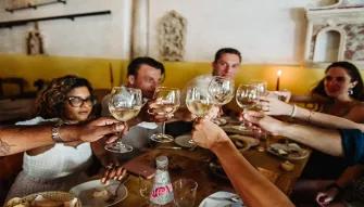 Friends drinking wine