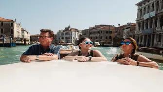 Family on boat in Venice