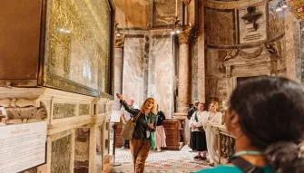 Tour guides giving information