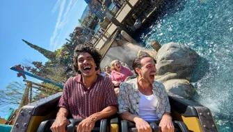 Guests on Hiccup's Wing Gliders at Universal Epic Universe