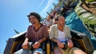 Guests on Hiccup's Wing Gliders at Universal Epic Universe