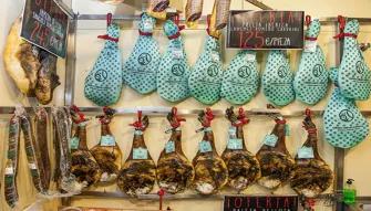 Meats hanging in shop