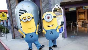 Minions in front of the Despicable Me Minion Mayhem entrance at Universal Studios Florida