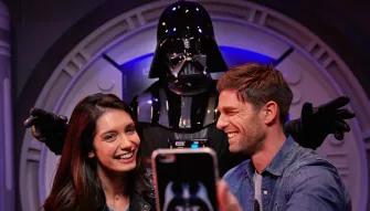 Guests with Darth Vader, Discoveryland at Disneyland Paris