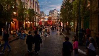 Guests walking through the streets of the Wizarding World of Harry Potter - Ministry of Magic, Universal Epic Universe