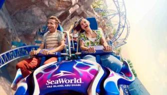 SeaWorld Yas Island Abu Dhabi Excited riders experiencing Manta at SeaWorld Yas Island Abu Dhabi