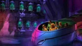 Warner Bros. World Abu Dhabi Guests enjoying the high-speed action of Justice League: Warworld Attacks at Warner Bros. World Abu Dhabi