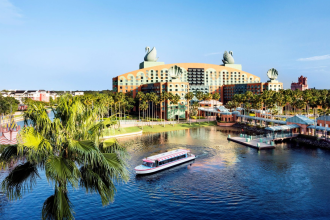 Walt Disney World Swan exterior and boat launch