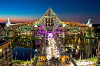 Walt Disney World Swan and Dolphin exterior at night