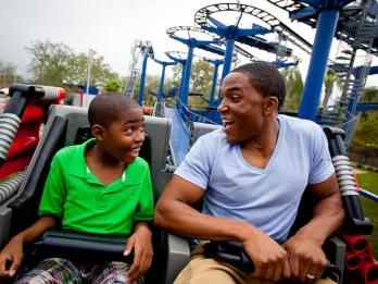 Father and son enjoying a rollercoaster at LEGOLAND Florida