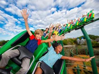 Kids on Coastersaurus at LEGOLAND Florida