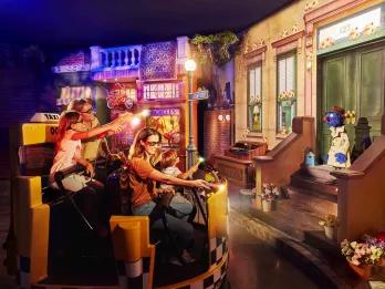 Guests enjoying Europe's first Sesame Street® dark ride - Street Mission - at PortAventura theme park